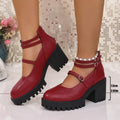 Chunky Mary Jane Platform Block Heels