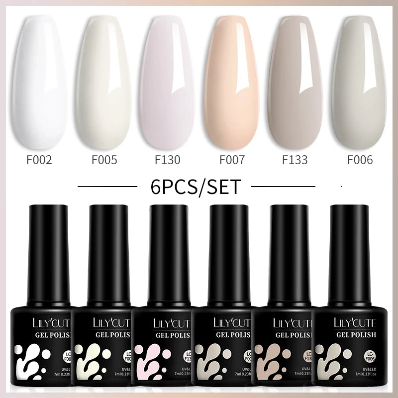 6-Piece Coffee Brown Gel Nail Polish Set UV/LED Soak-Off Nail Colors