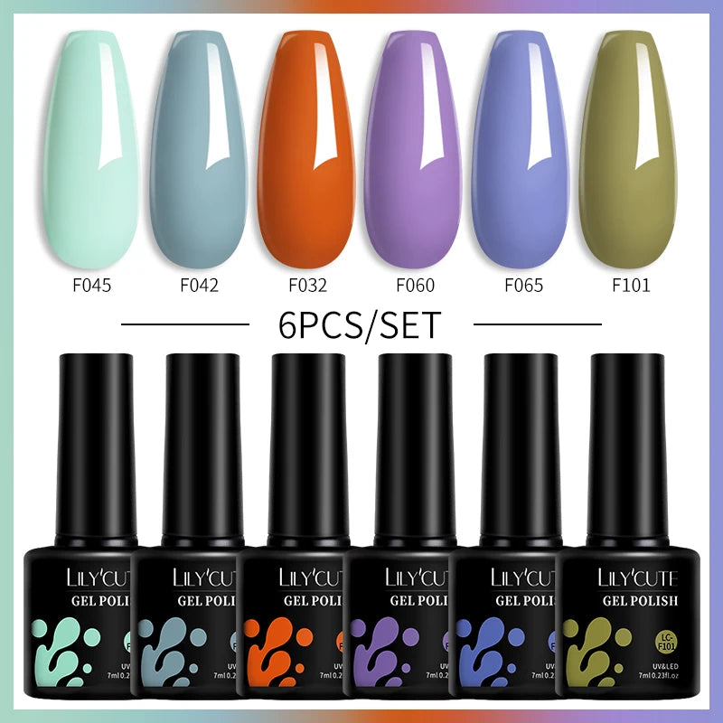 6-Piece Coffee Brown Gel Nail Polish Set UV/LED Soak-Off Nail Colors