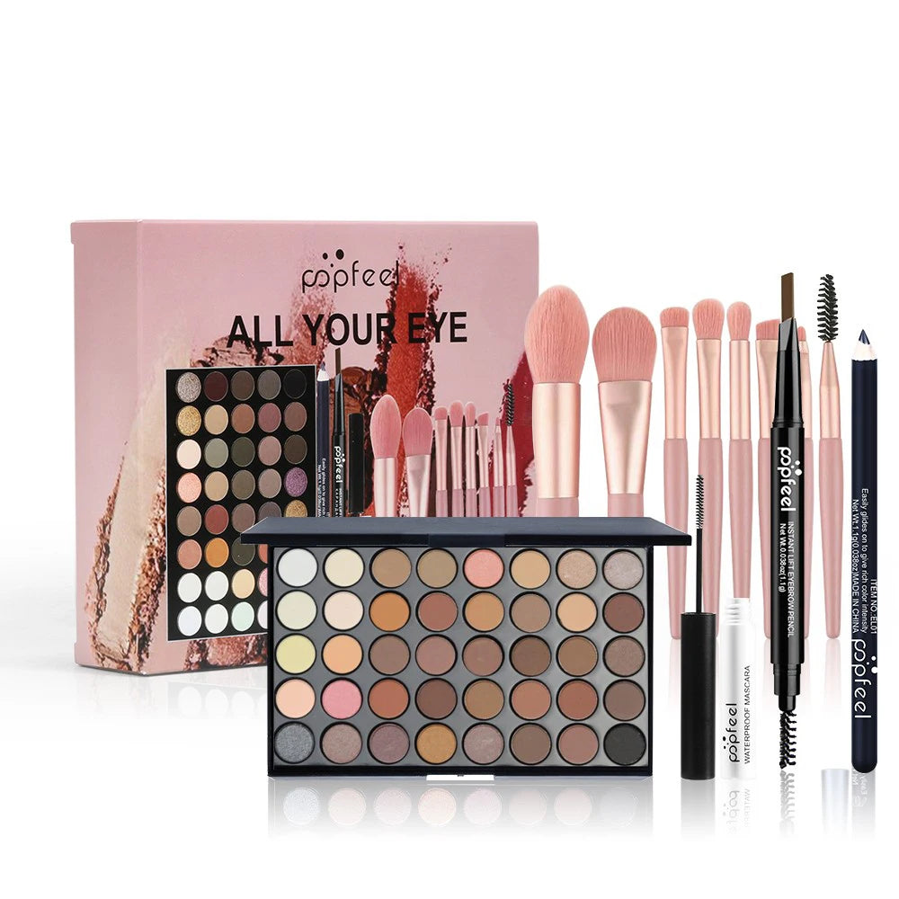 Lumière 40-Color Complete Eye Makeup Set Eyeshadow, Eyeliner, Mascara & Brow Kit