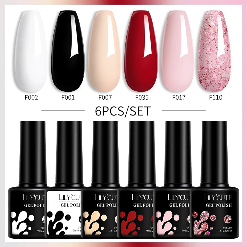 6-Piece Coffee Brown Gel Nail Polish Set UV/LED Soak-Off Nail Colors
