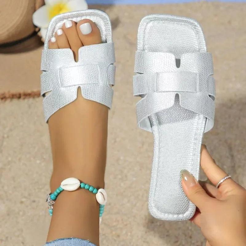 Women’s Cutout Flat Slide Sandals Casual Summer Slippers