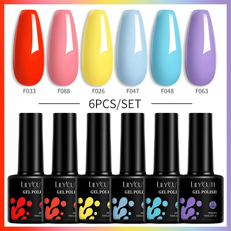 6-Piece Coffee Brown Gel Nail Polish Set UV/LED Soak-Off Nail Colors