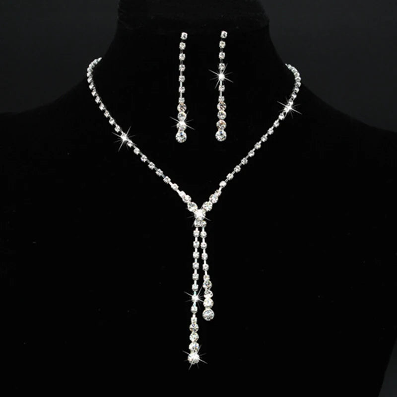 Elegant Teardrop Necklace & Earrings Jewelry Set