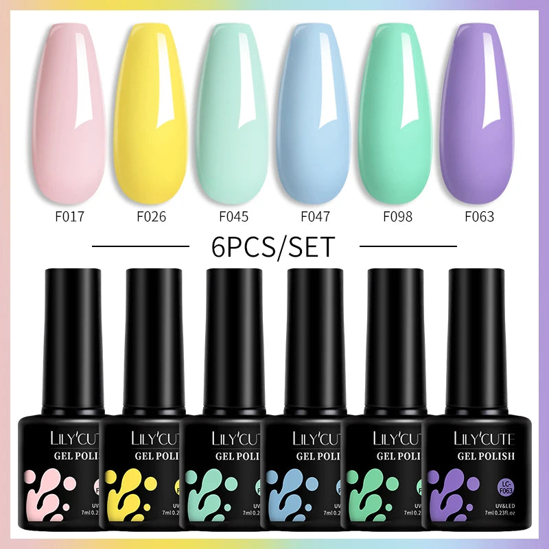 6-Piece Coffee Brown Gel Nail Polish Set UV/LED Soak-Off Nail Colors