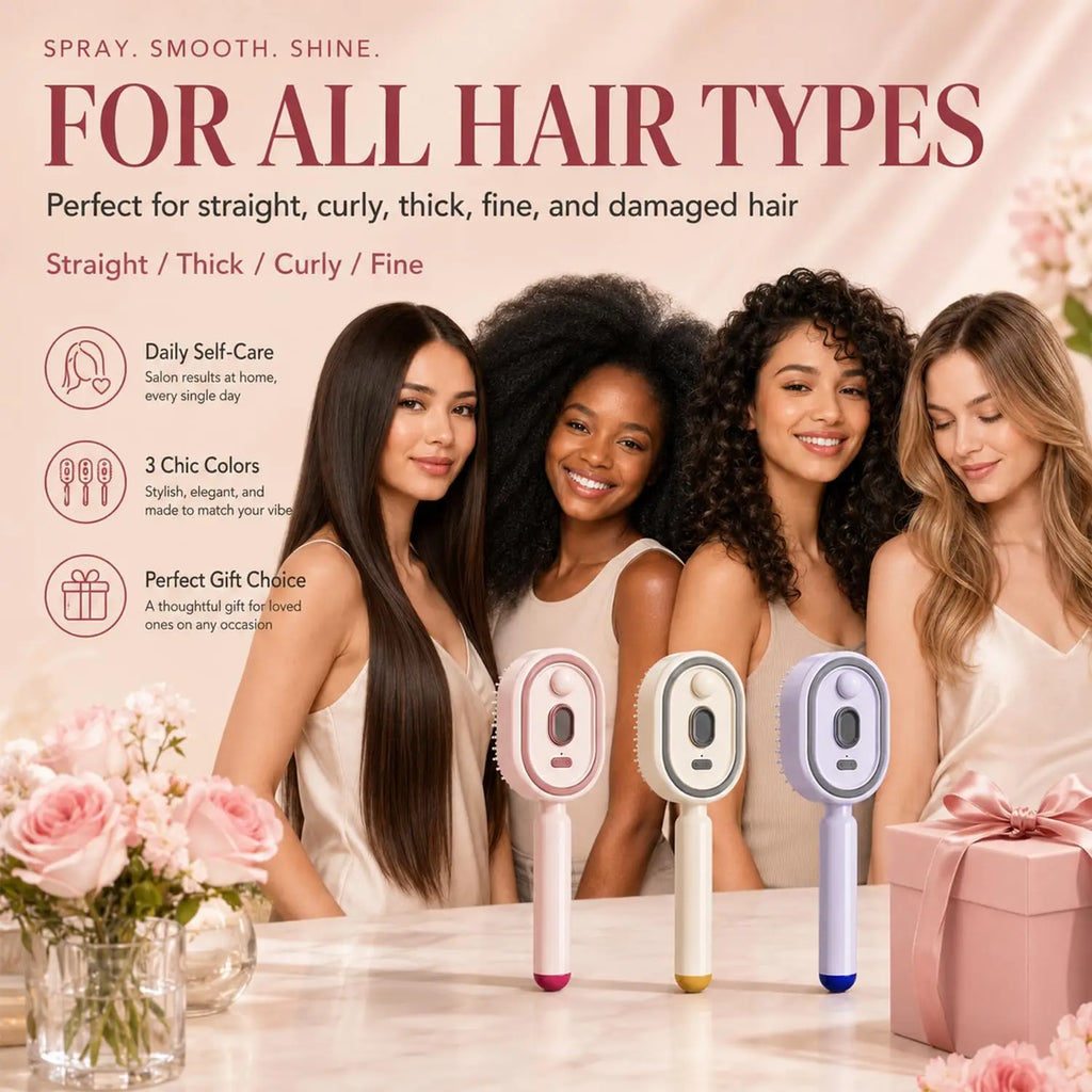 3-in-1 Electric Hair Mist Brush & Scalp Massager
