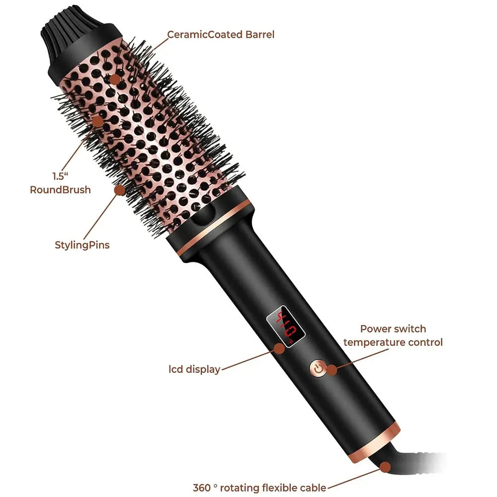 3-in-1 Ionic Heated Styling Brush for Smoothing, Curling & Volume