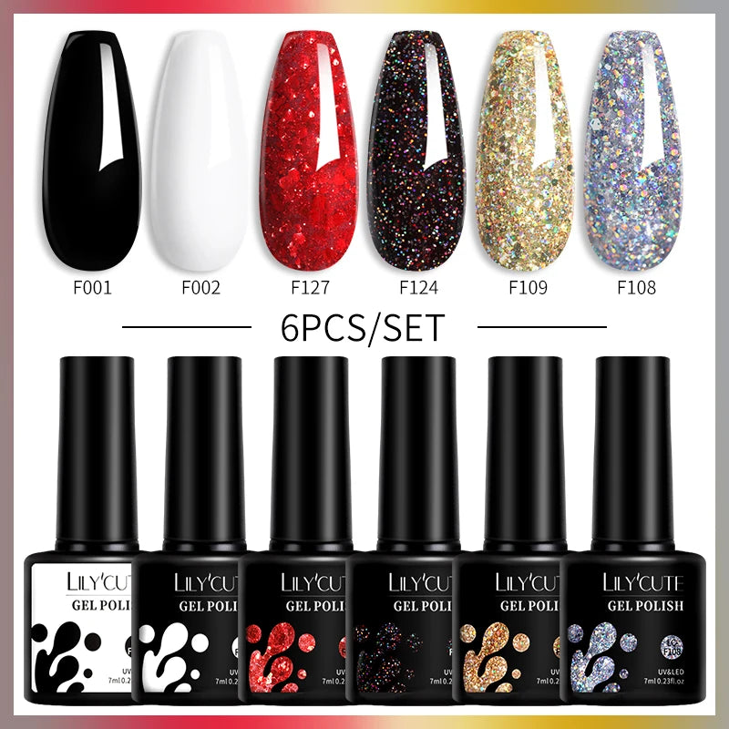 6-Piece Coffee Brown Gel Nail Polish Set UV/LED Soak-Off Nail Colors