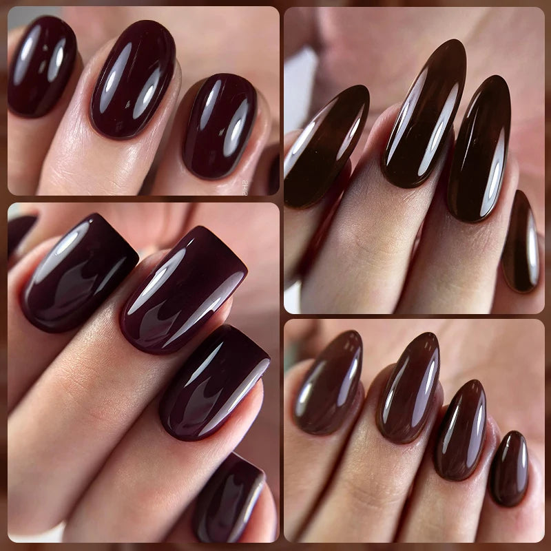 6-Piece Coffee Brown Gel Nail Polish Set UV/LED Soak-Off Nail Colors