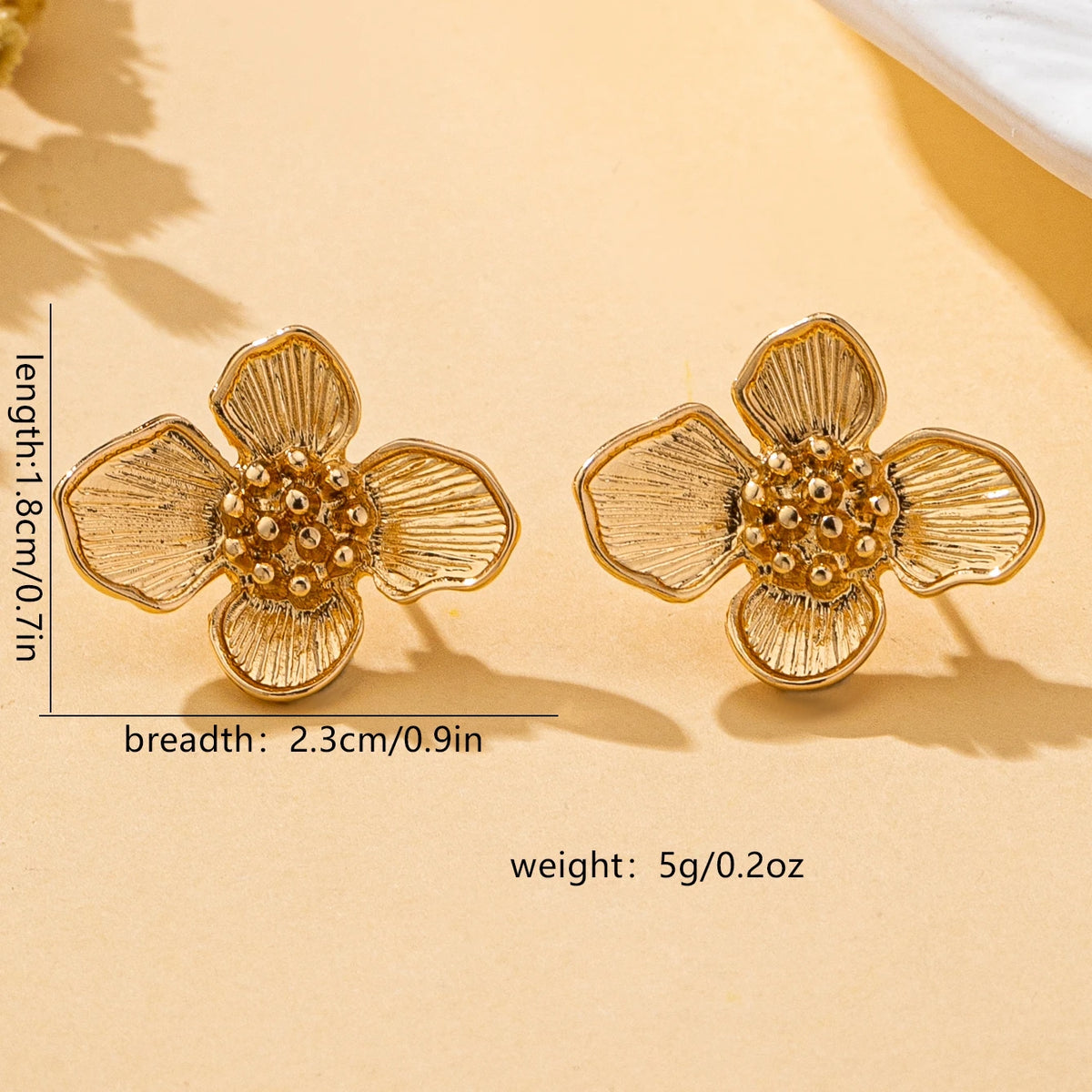 Gold-Plated 3D Flower Stud Earrings – Colorful Statement Jewelry