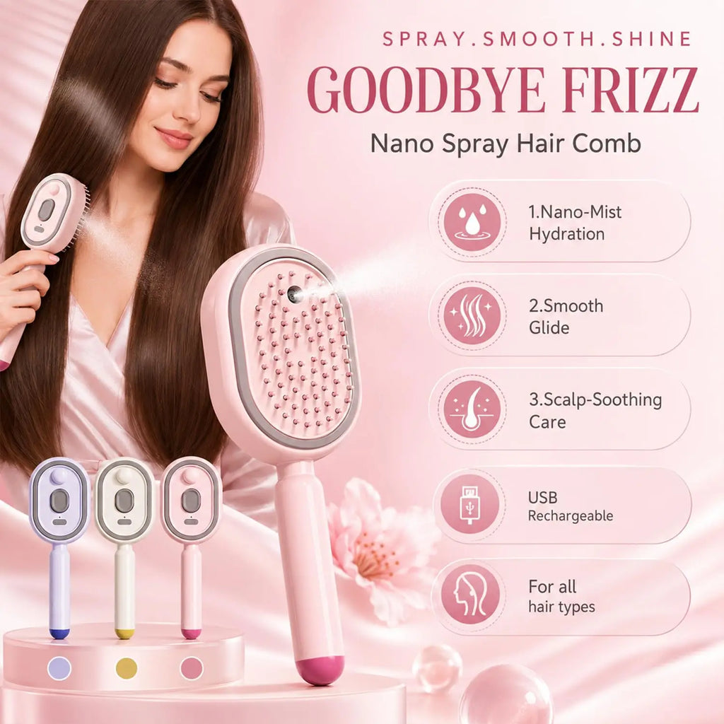 3-in-1 Electric Hair Mist Brush & Scalp Massager
