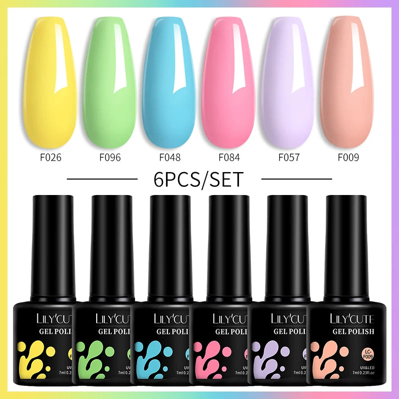 6-Piece Coffee Brown Gel Nail Polish Set UV/LED Soak-Off Nail Colors