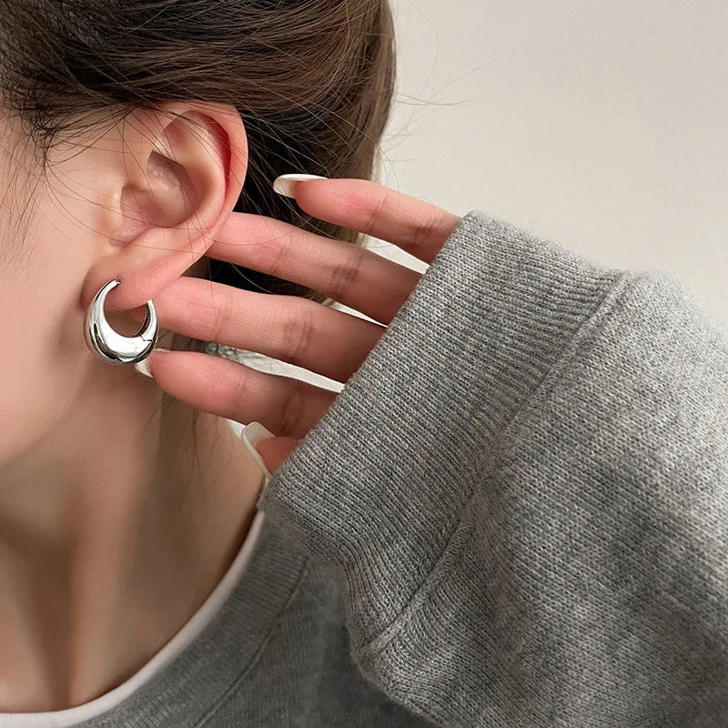 Chunky Stainless Steel Hoop Earrings – Classic Minimalist Style