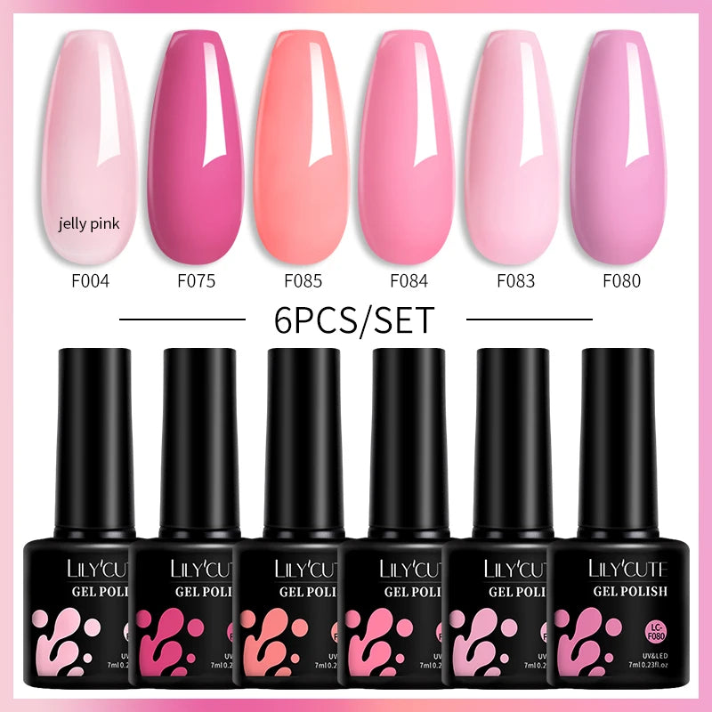 6-Piece Coffee Brown Gel Nail Polish Set UV/LED Soak-Off Nail Colors
