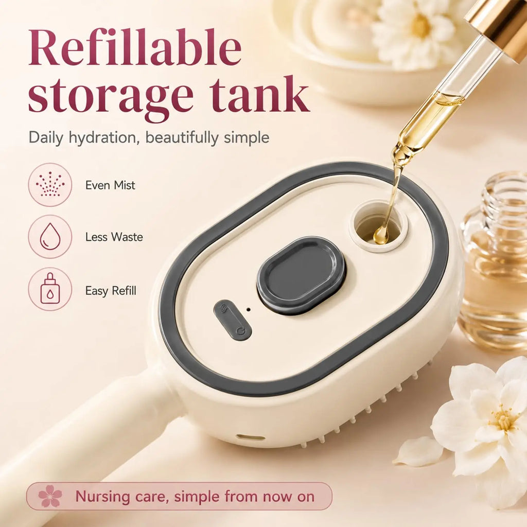 3-in-1 Electric Hair Mist Brush & Scalp Massager
