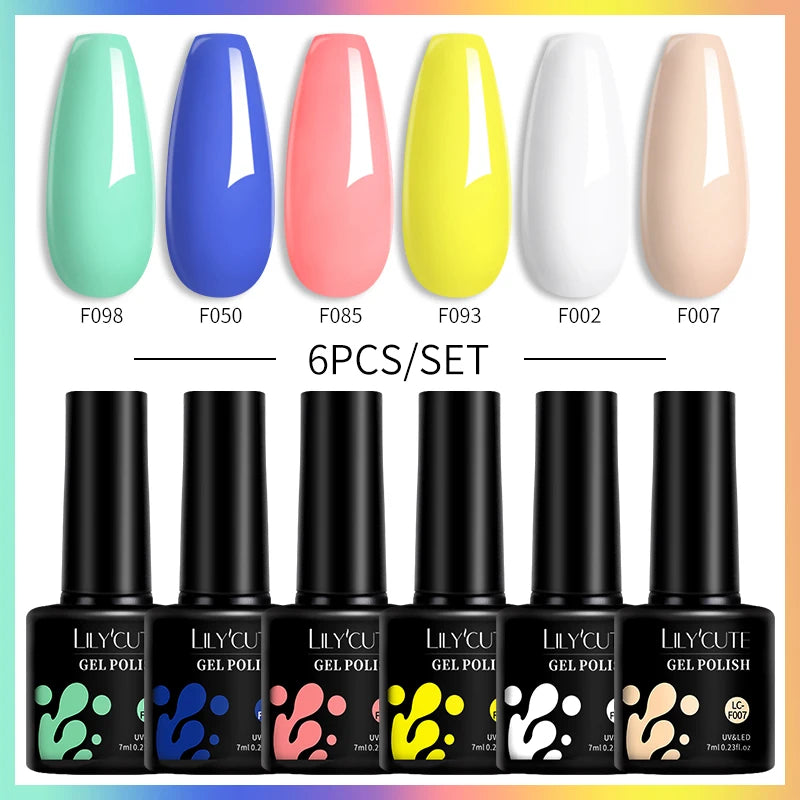 6-Piece Coffee Brown Gel Nail Polish Set UV/LED Soak-Off Nail Colors