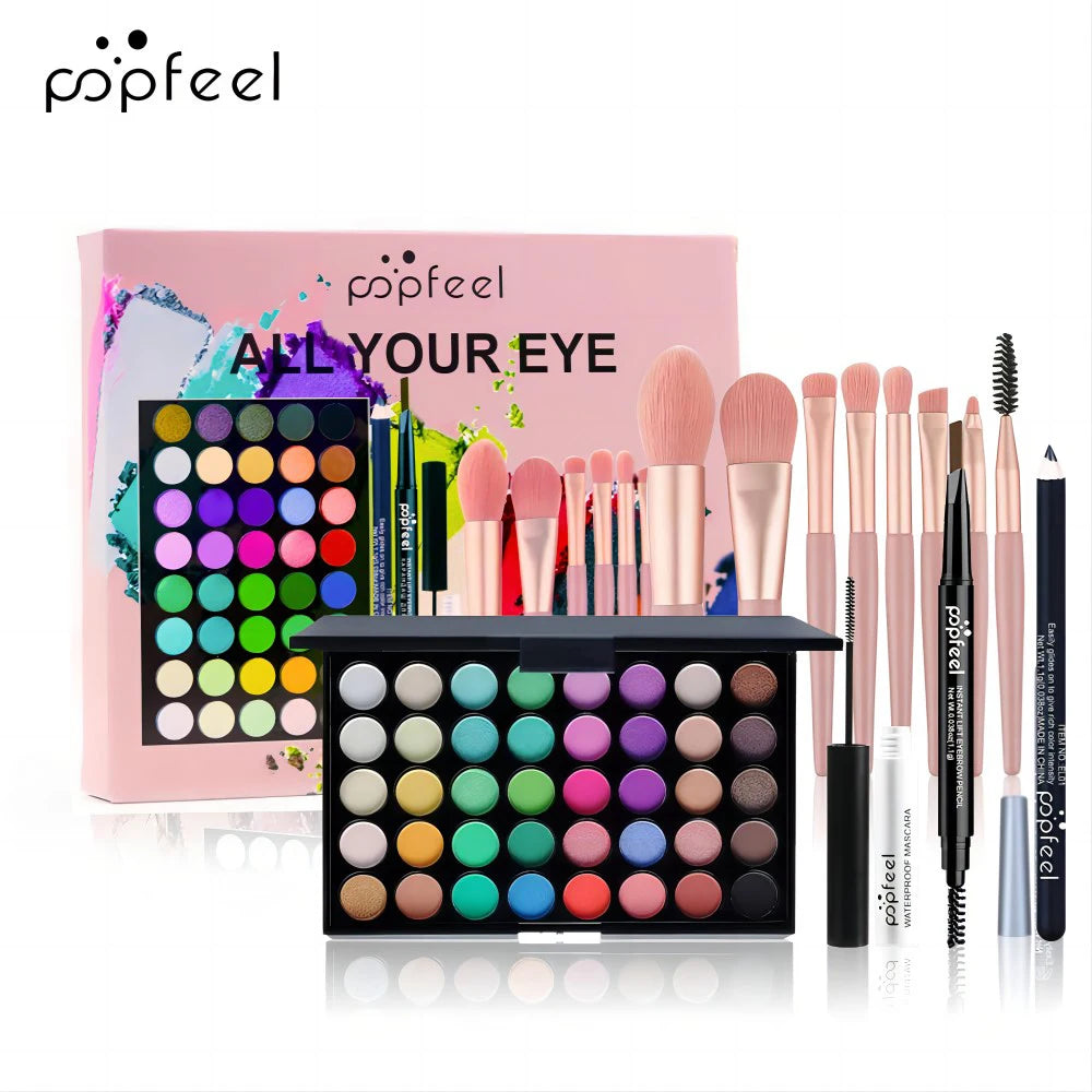 Lumière 40-Color Complete Eye Makeup Set Eyeshadow, Eyeliner, Mascara & Brow Kit