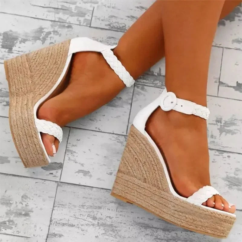 Women’s Open-Toe Platform Wedge Sandals Ankle Strap Summer Heels