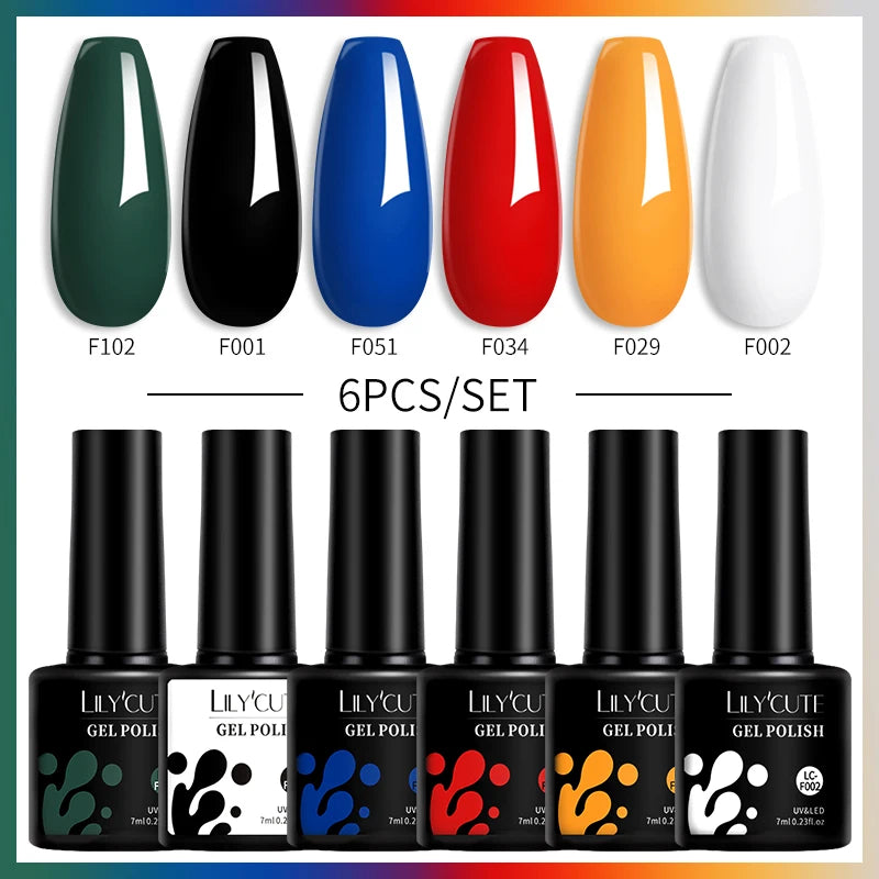 6-Piece Coffee Brown Gel Nail Polish Set UV/LED Soak-Off Nail Colors
