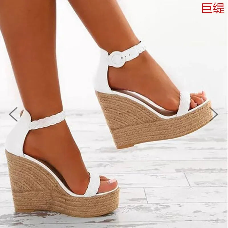 Women’s Open-Toe Platform Wedge Sandals Ankle Strap Summer Heels
