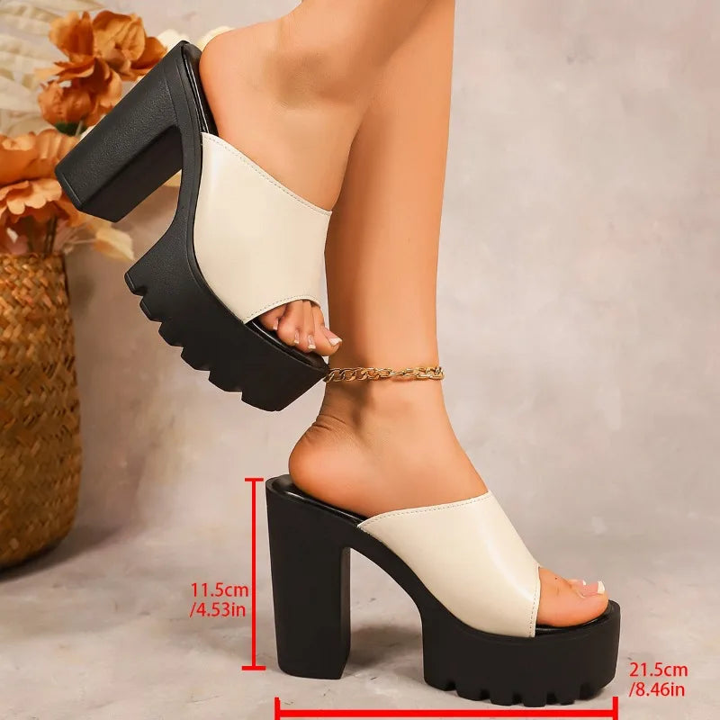 Chunky Platform Slide Heels