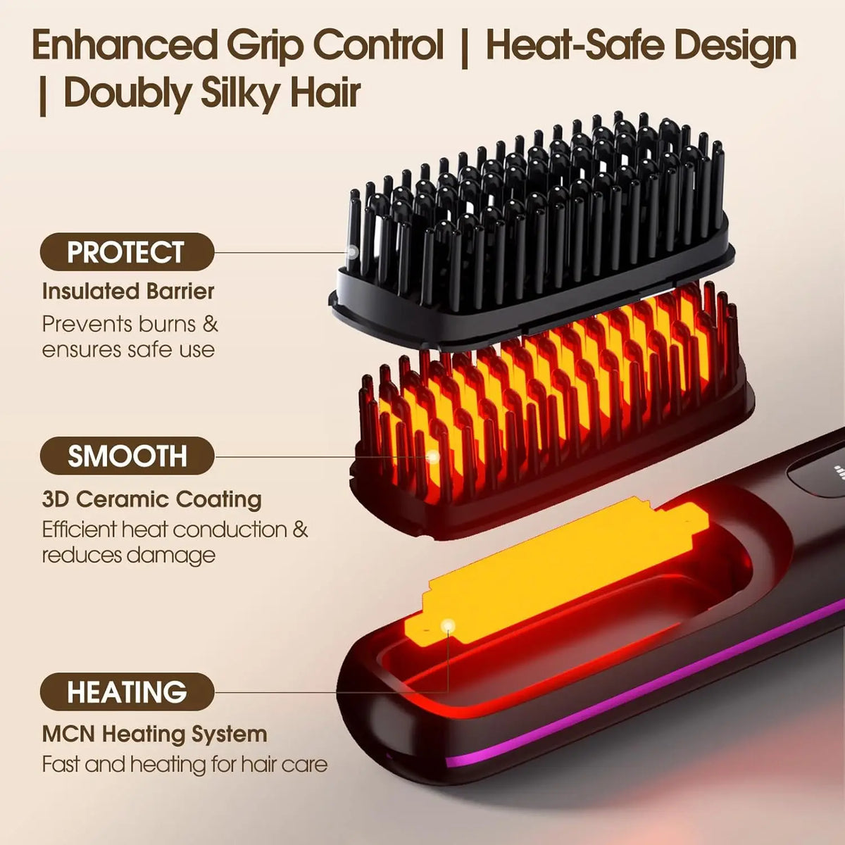 Cordless Heated Hair Straightening Brush