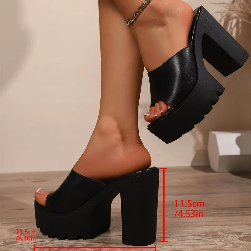Chunky Platform Slide Heels