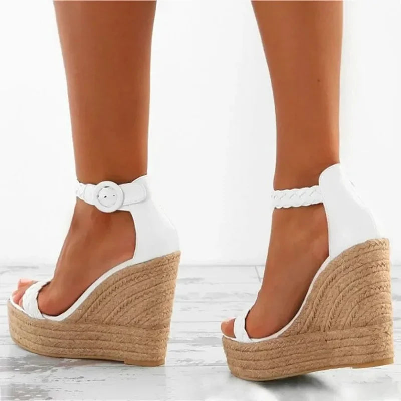 Women’s Open-Toe Platform Wedge Sandals Ankle Strap Summer Heels