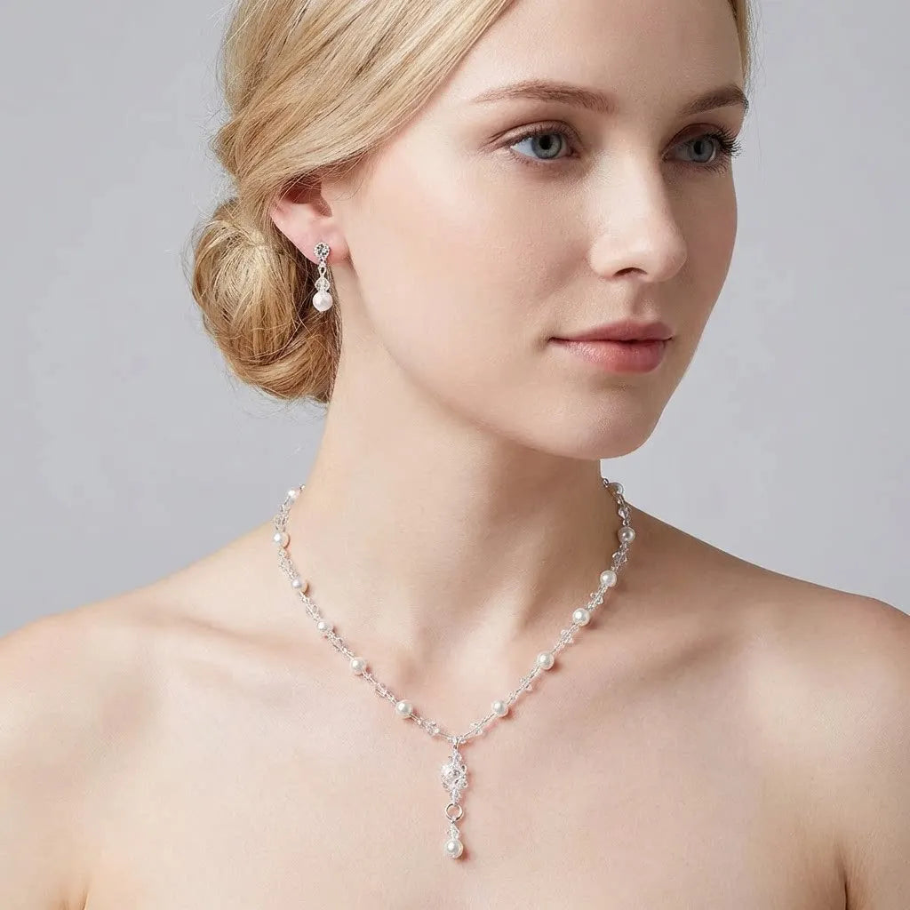 Elegant Teardrop Necklace & Earrings Jewelry Set