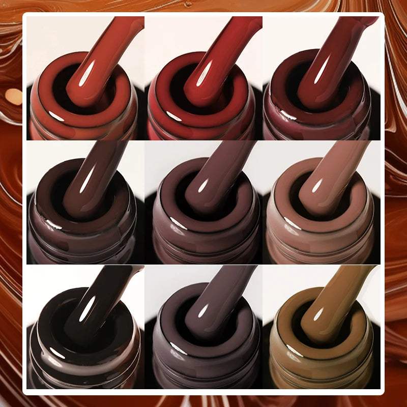 6-Piece Coffee Brown Gel Nail Polish Set UV/LED Soak-Off Nail Colors