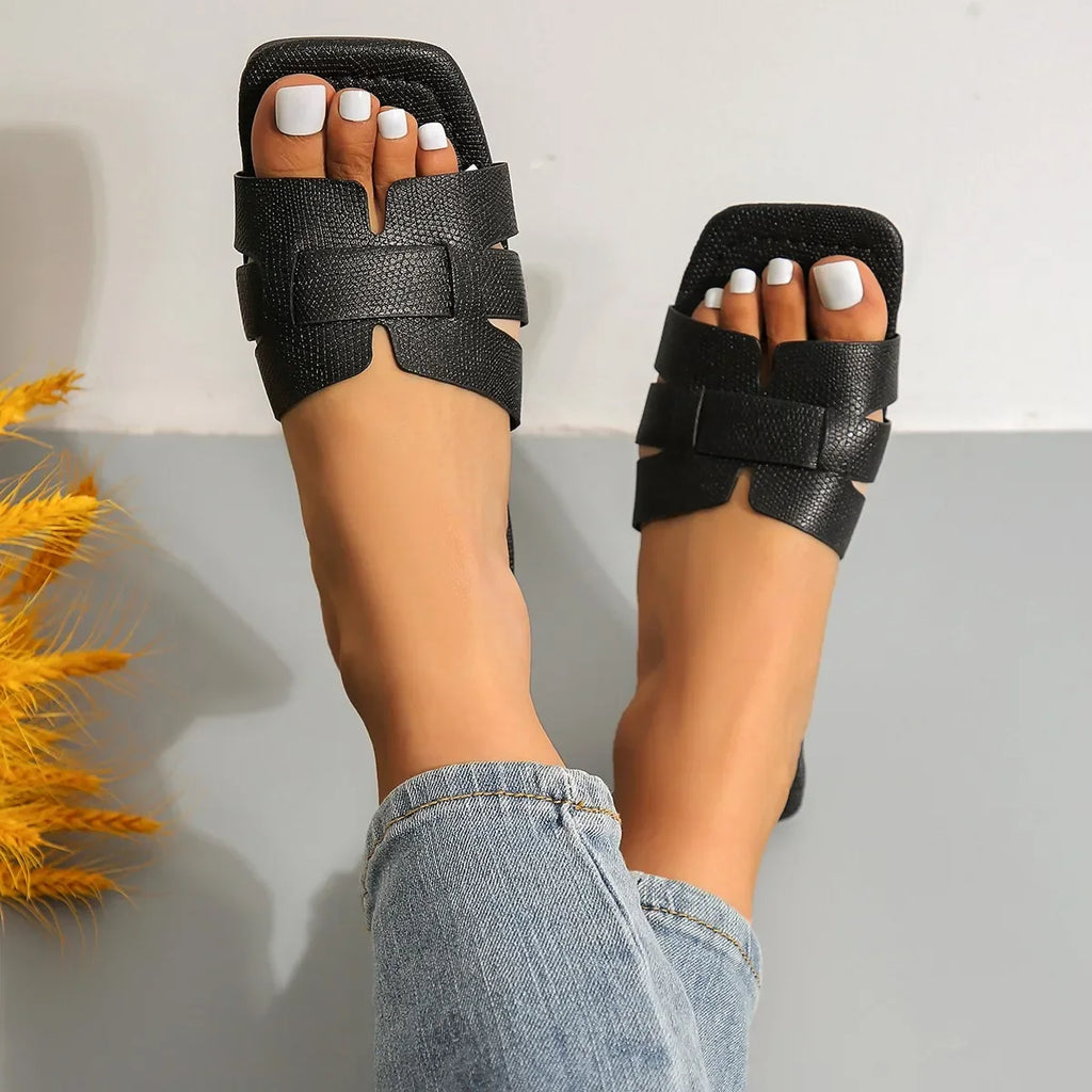 Women’s Cutout Flat Slide Sandals Casual Summer Slippers