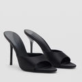 Satin Peep-Toe Stiletto Slide Heels