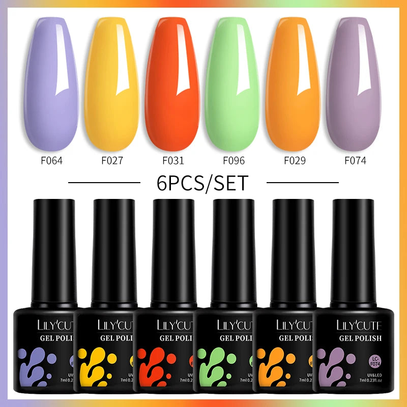 6-Piece Coffee Brown Gel Nail Polish Set UV/LED Soak-Off Nail Colors