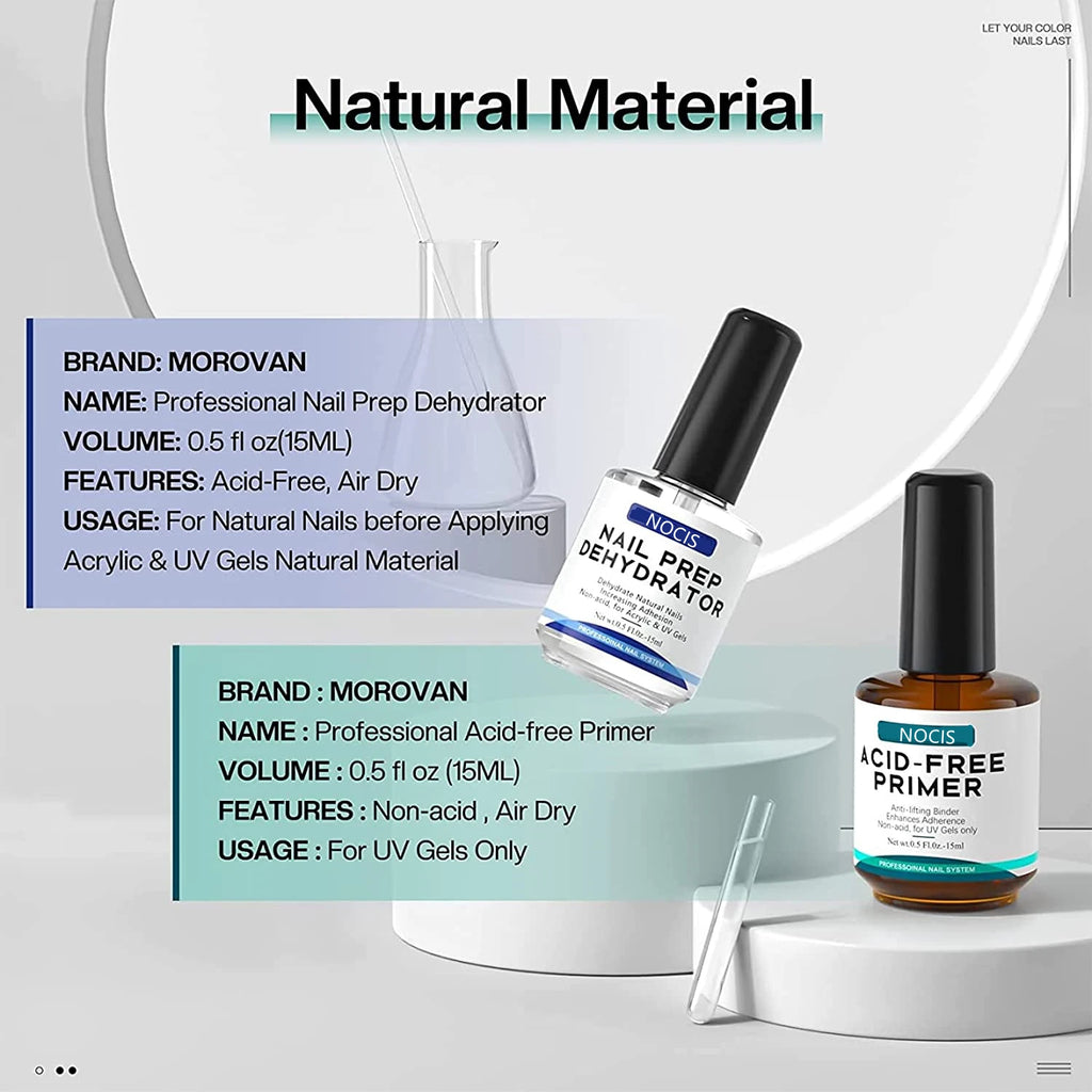 15 mL Nail Dehydrator & Acid-Free Primer Set Acrylic & Gel Nail Prep
