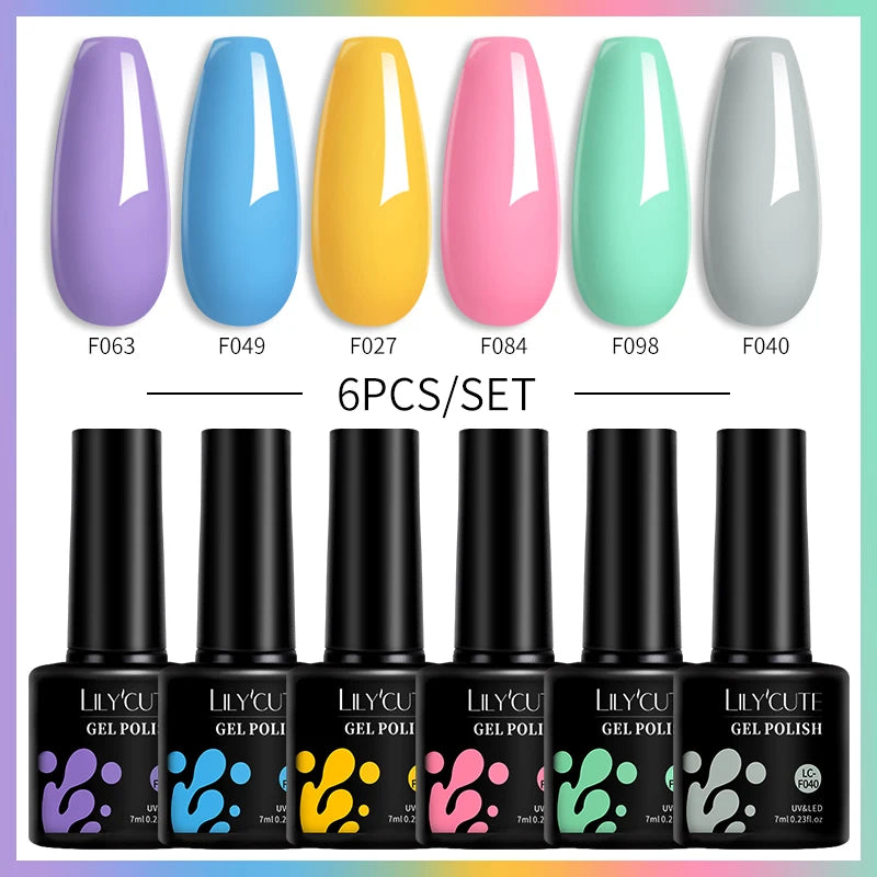 6-Piece Coffee Brown Gel Nail Polish Set UV/LED Soak-Off Nail Colors