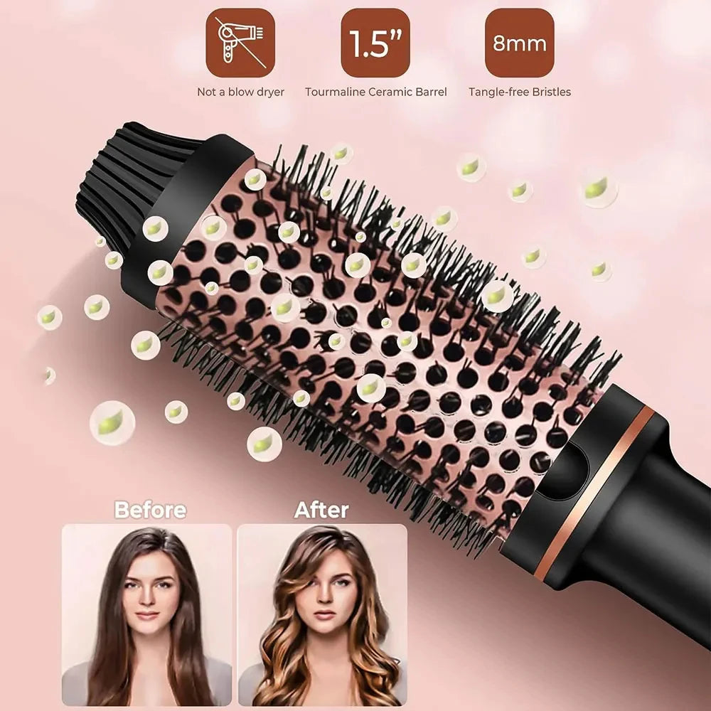 3-in-1 Ionic Heated Styling Brush for Smoothing, Curling & Volume