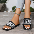 Women’s Greek Key Slide Sandals – Casual Flat Slippers