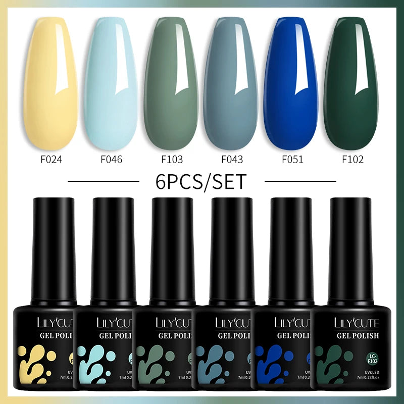 6-Piece Coffee Brown Gel Nail Polish Set UV/LED Soak-Off Nail Colors
