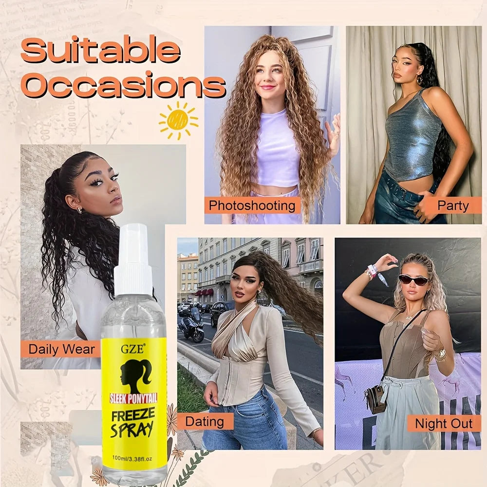 Sleek Ponytail Freeze Spray Strong Hold, Frizz Control & Shine