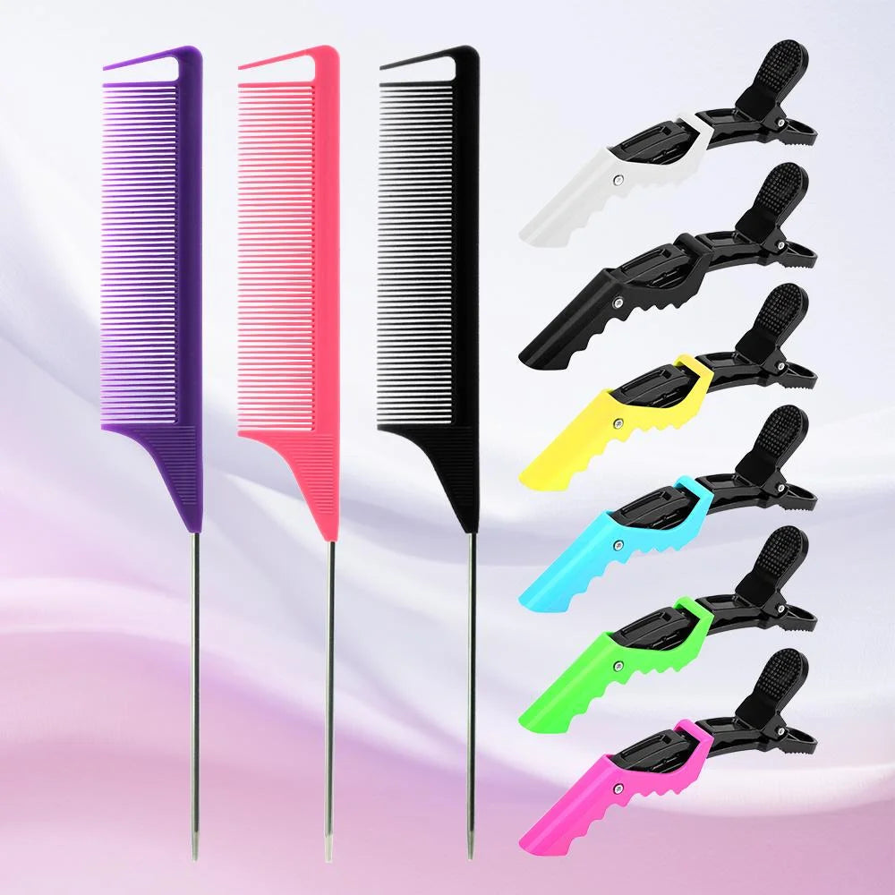9-Piece Hair Styling Comb & Sectioning Clip Set