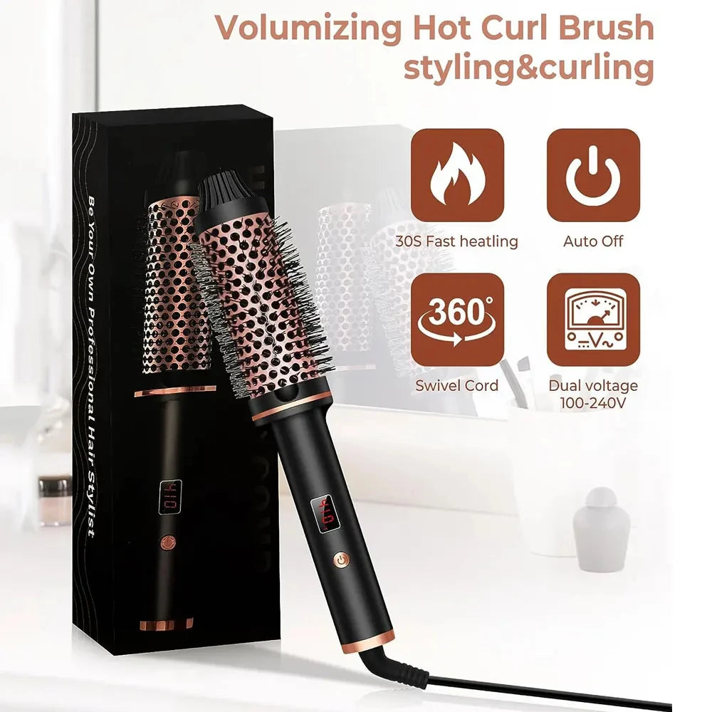 3-in-1 Ionic Heated Styling Brush for Smoothing, Curling & Volume