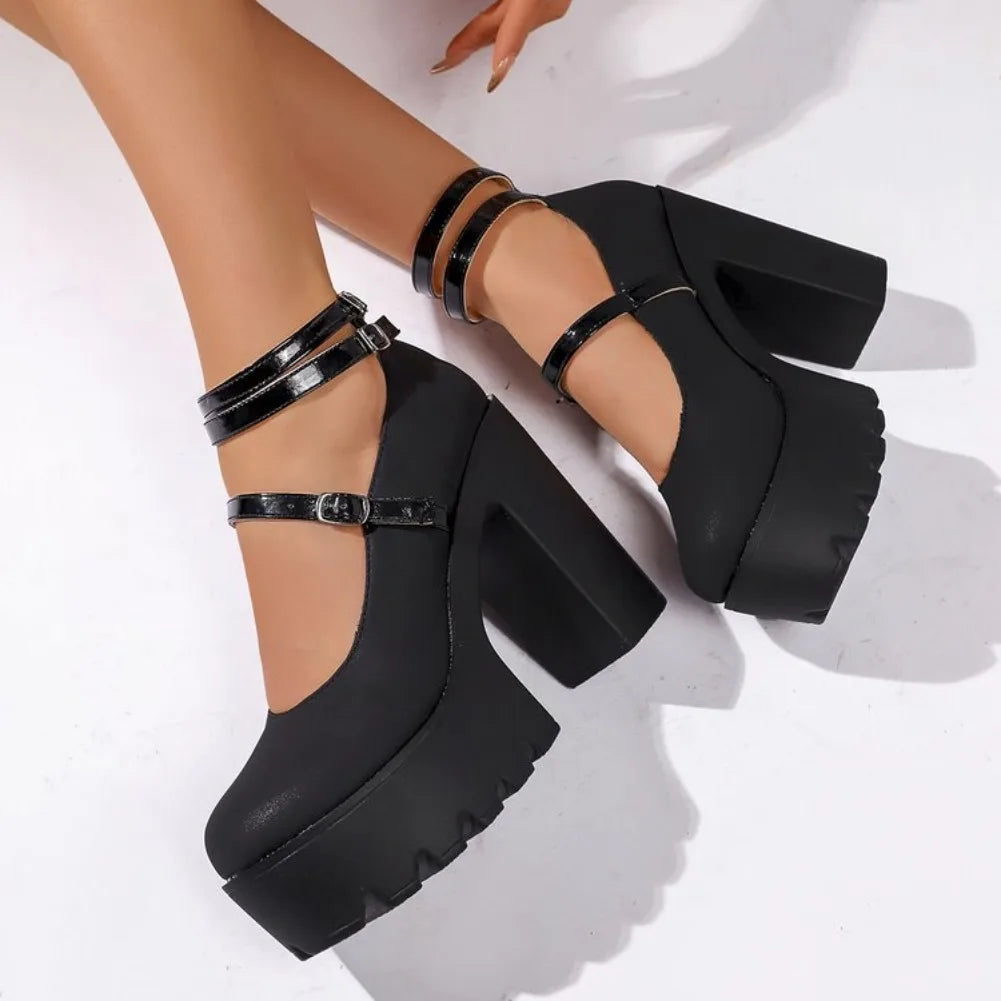 Chunky Platform Mary Jane High Heels