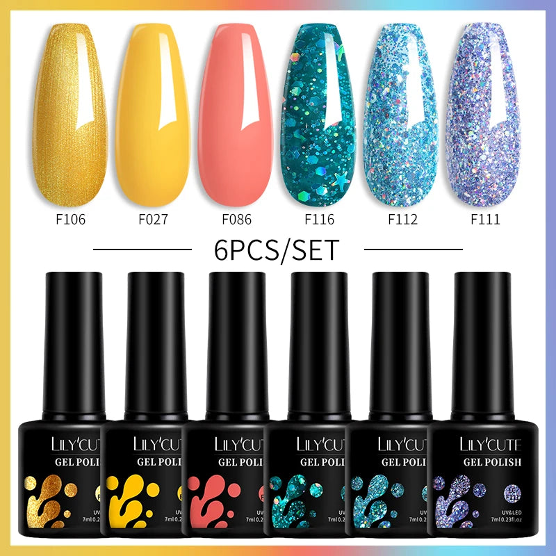 6-Piece Coffee Brown Gel Nail Polish Set UV/LED Soak-Off Nail Colors