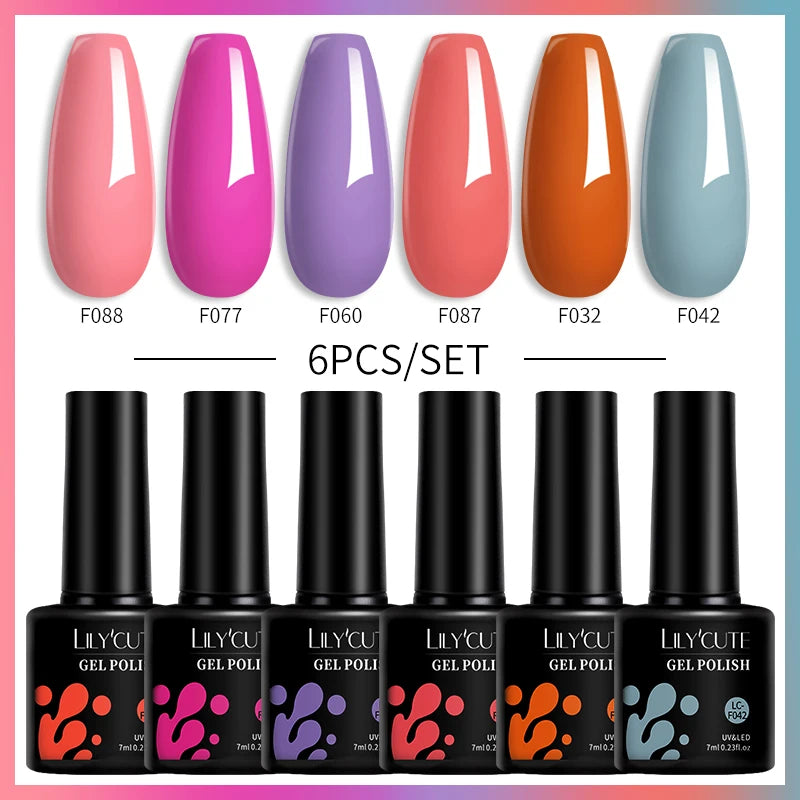 6-Piece Coffee Brown Gel Nail Polish Set UV/LED Soak-Off Nail Colors