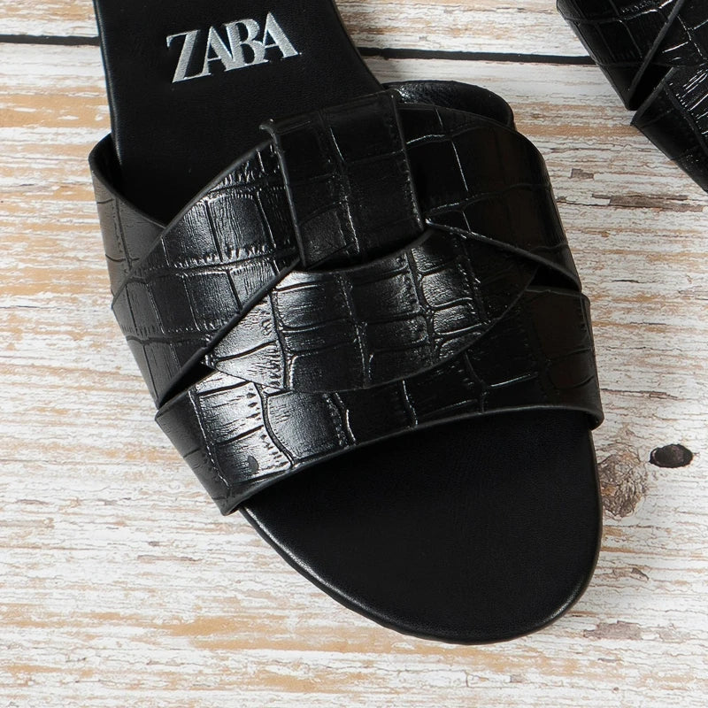 Women’s Woven Flat Slide Sandals Casual Summer Slippers