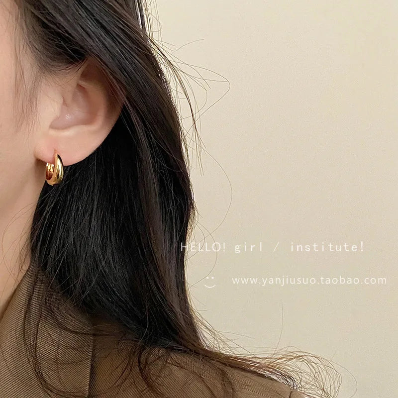 Chunky Stainless Steel Hoop Earrings – Classic Minimalist Style