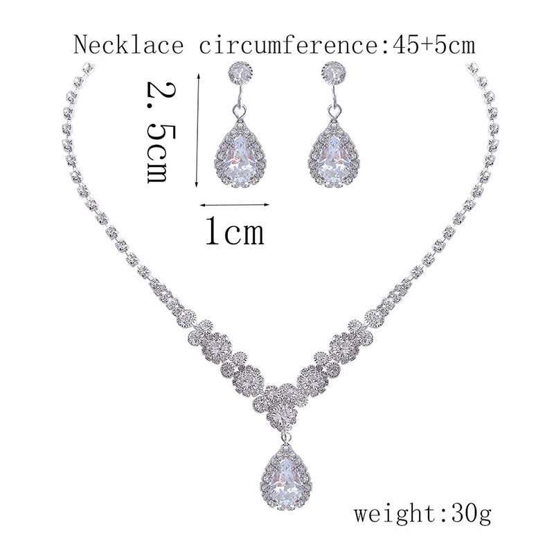 Elegant Teardrop Necklace & Earrings Jewelry Set
