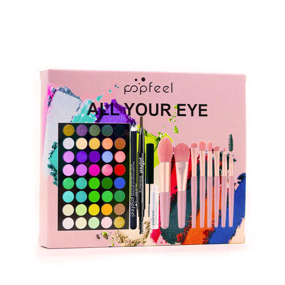Lumière 40-Color Complete Eye Makeup Set Eyeshadow, Eyeliner, Mascara & Brow Kit