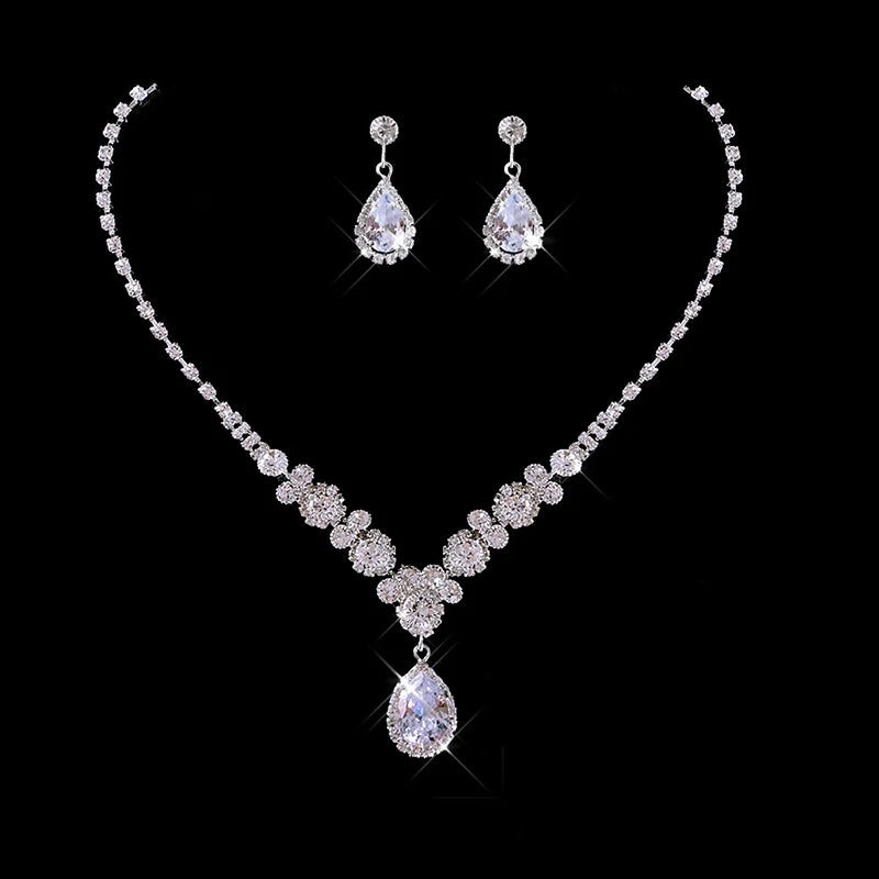Elegant Teardrop Necklace & Earrings Jewelry Set