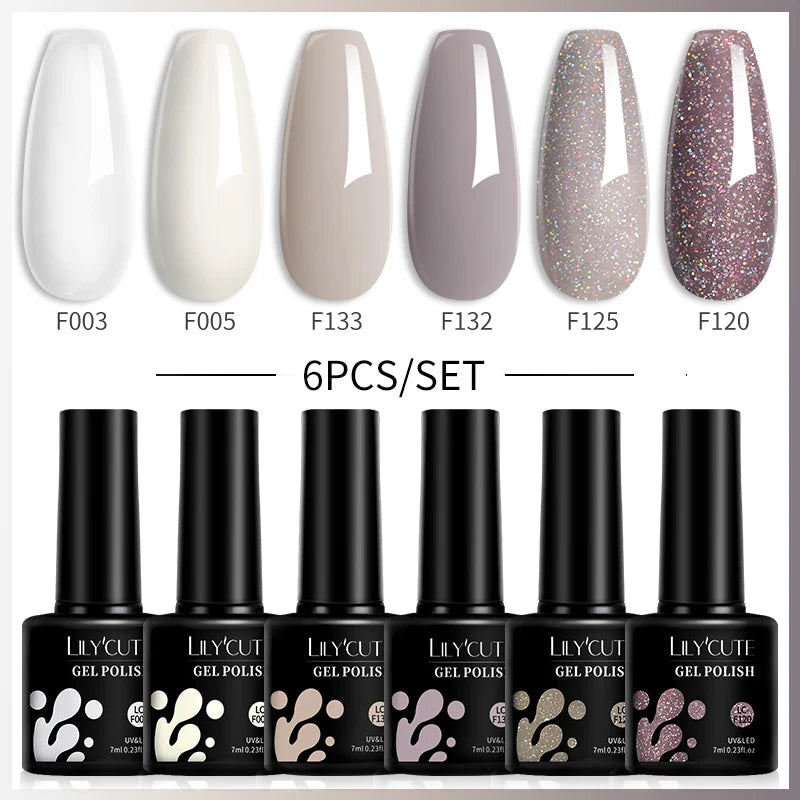 6-Piece Coffee Brown Gel Nail Polish Set UV/LED Soak-Off Nail Colors